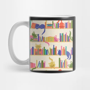 Cozy Cats and Books in Bright, Vintage Colors Mug